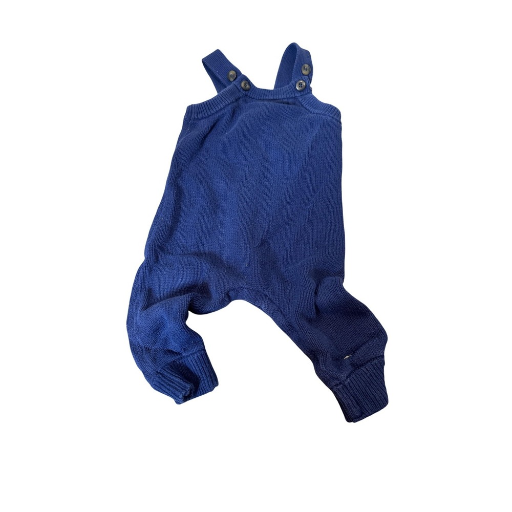 Hanna‎ Andersson Knit Overalls Baby 12-18 Months Blue Cotton One Piece
